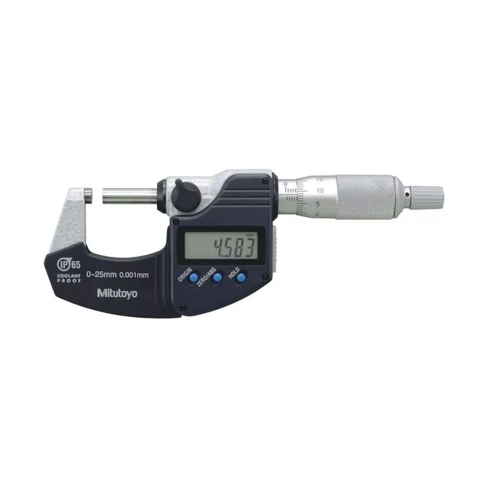 Micrómetro digital externo 0-25 mm / 0,001 mm sin salida de datos con trinquete integrado - Protección IP65 - 293-244-30 - Mitutoyo Tienda Oficial | Producto Original