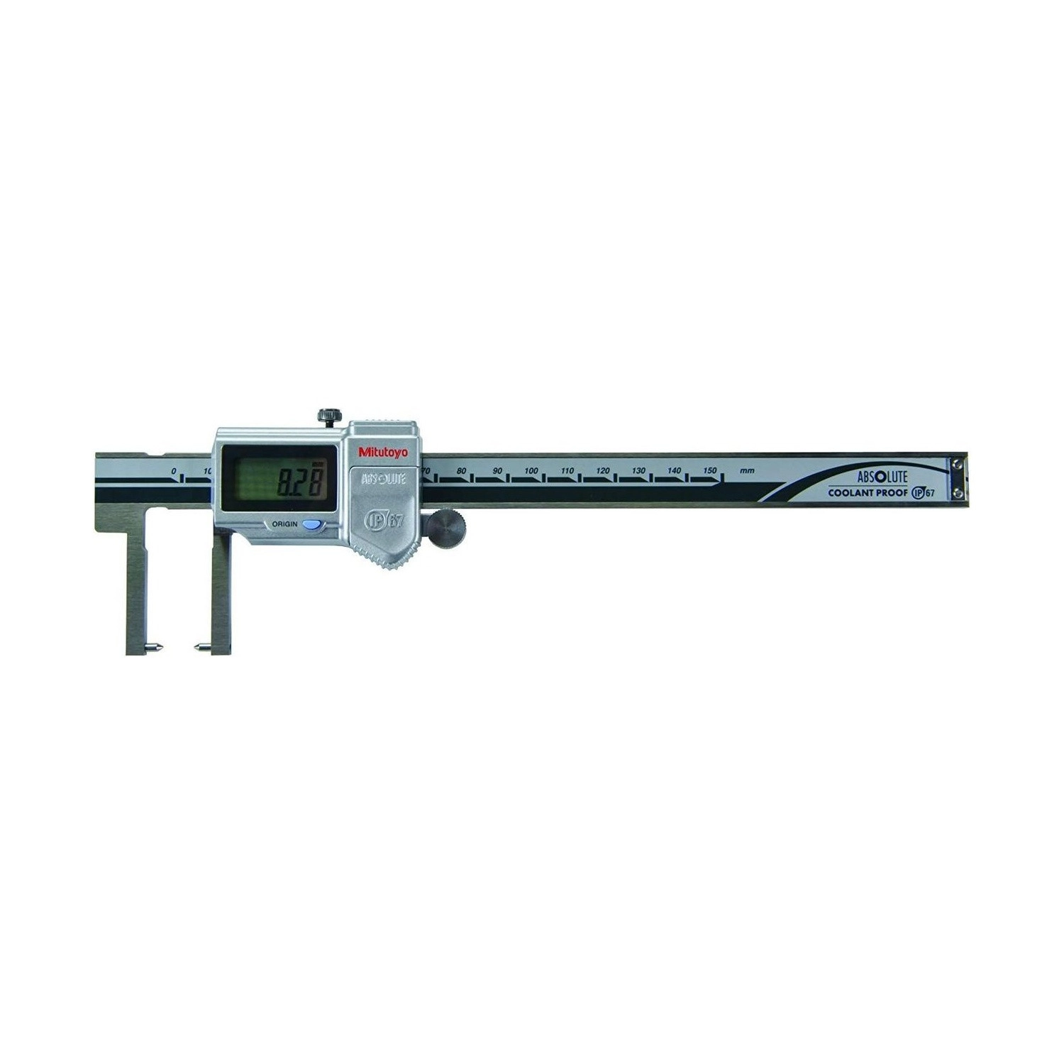 Pie de Metro Digital ABSOLUTE Mitutoyo 150 mm 0,01 mm con Puntas tipo Cuello 573-652-20 IP67 - Tienda Oficial | Producto Original